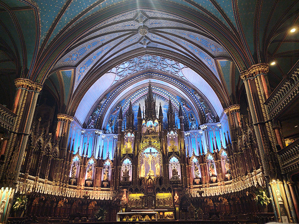 photo of the altar of the interior of  Notre-Dame Basilica of Montreal